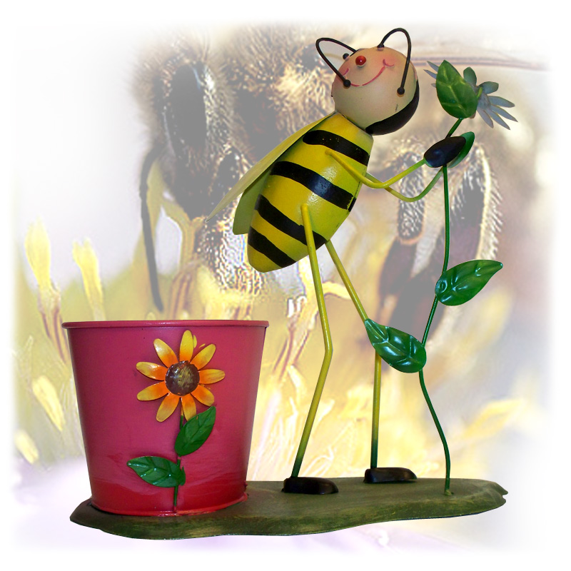 Včelařský motiv květináč se slunečnicí