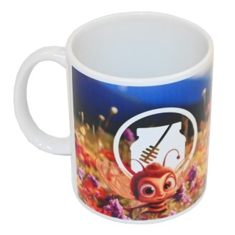 Hrneček s dětským motivem včelka v květu