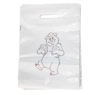 Igelitové tašky s medvědem 25×35 cm - 50 ks