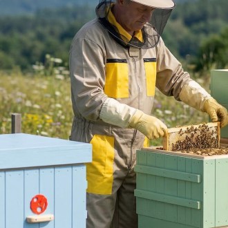 Kombinéza včelařská s kloboukem, béžová vel,: S-XXXL