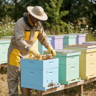 Kombinéza včelařská s kloboukem, béžová vel,: S-XXXL
