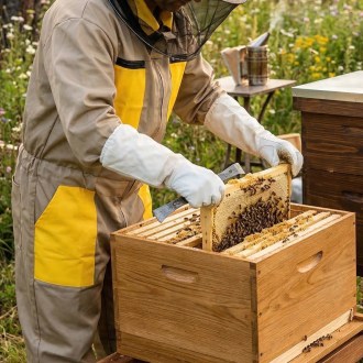 Kombinéza včelařská s kloboukem, béžová vel,: S-XXXL