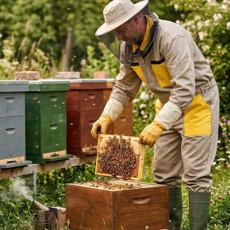 Kombinéza včelařská s kloboukem, béžová vel,: S-XXXL
