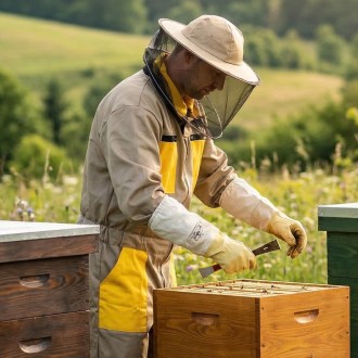 Kombinéza včelařská s kloboukem, béžová vel,: S-XXXL