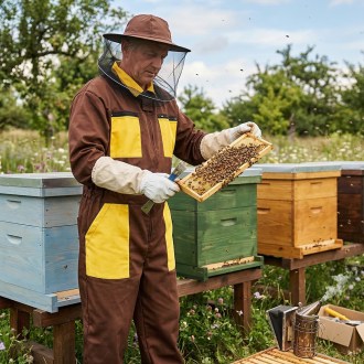 Kombinéza včelařská, tmavě hnědá vel,: S-XXXL