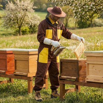 Kombinéza včelařská, tmavě hnědá vel,: S-XXXL