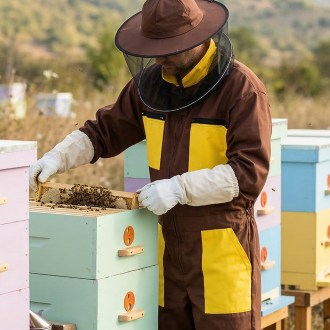 Kombinéza včelařská, tmavě hnědá vel,: S-XXXL