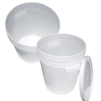 Nádoba na med plast 35/40 kg bílá, produktová fotografie, použití, včelařské potřeby