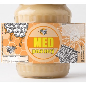 etiketa MED, pastový typ 2, samolepicí etiketa, med, matný povrch