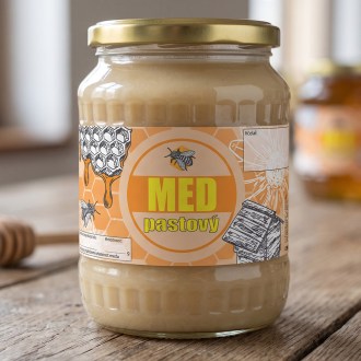 etiketa MED, pastový typ 2, samolepicí etiketa, med, matný povrch