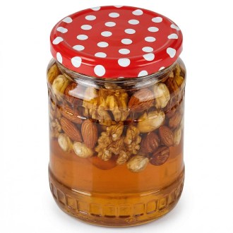 Víčko na sklenici TO 82 - Tečky - červené