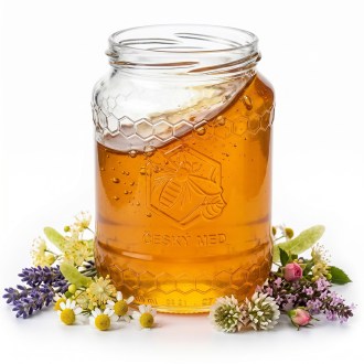 sklenice se včelou MED 770 ml, sklenice na 1 kg medu, obal na med, prodej medu, včelařské potřeby