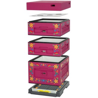 Úl Dadant OPTIMA, lakovaný (oranžový), potisk – včela, rozložený