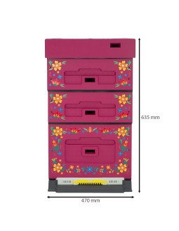 Úl Dadant OPTIMA, lakovaný (oranžový), potisk – včela, rozložený