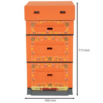 Úl Dadant OPTIMA, lakovaný (oranžový), potisk – včela, rozložený