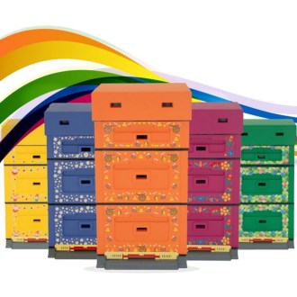 Úl Dadant OPTIMA, lakovaný (oranžový), potisk – včela, rozložený