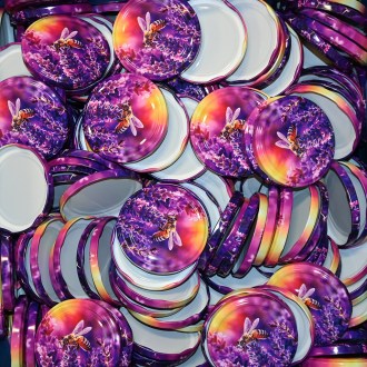 Víčko na sklenici Včela a levandule - HO17