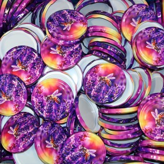 Víčko na sklenici Včela a levandule - HO17