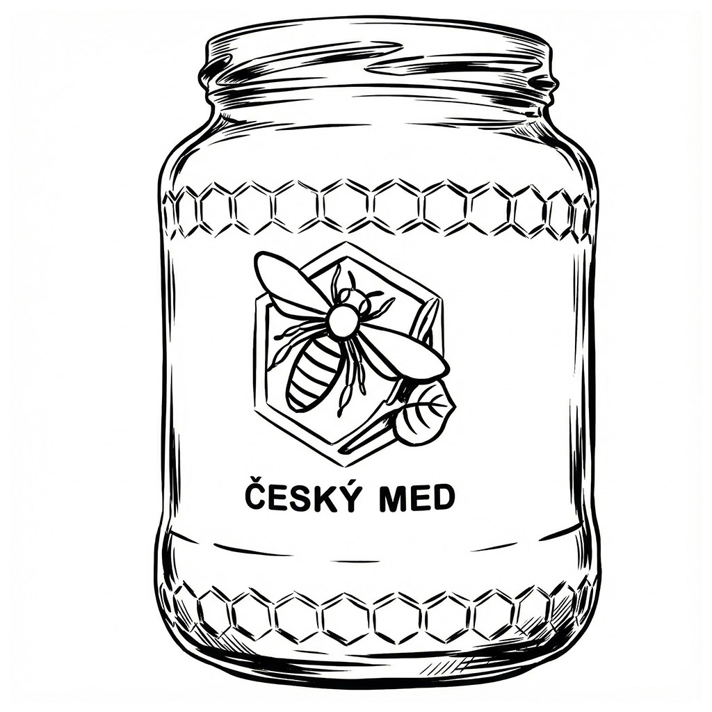 sklenice na med, MED, 770 ml, Český med, reliéfní sklo