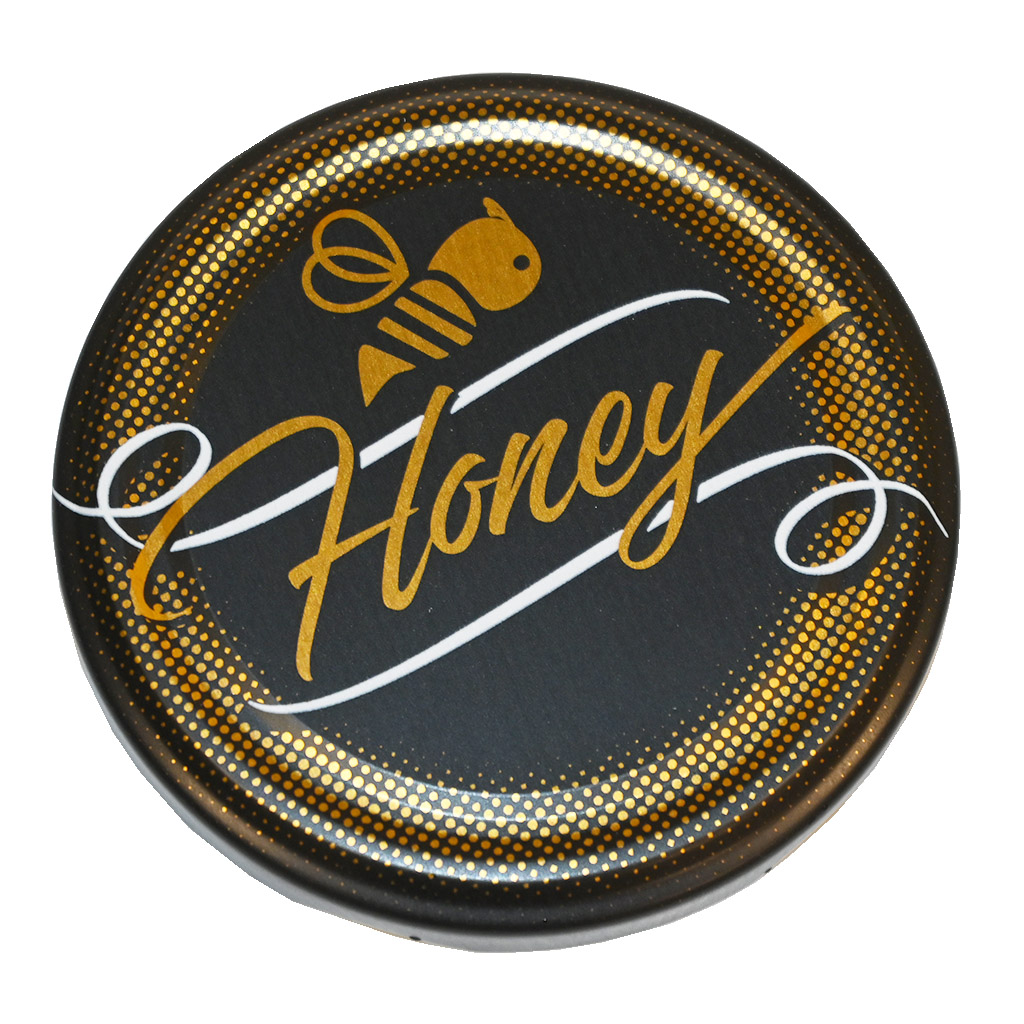 Víčko na sklenici TO 82 - Honey - černé - matné - 700 ks - celá krabice - HO12-2, Víčko - vzor Honey - černé - matné - HO- Šroubovací víčko, včelařské potřeby, včelařství